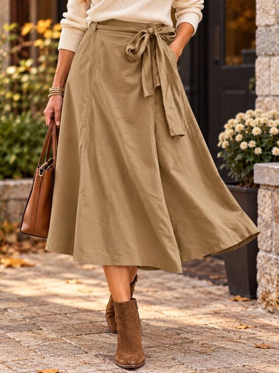 Dresses & Skirts - Banana Republic Khaki Wrap Midi Skirt Tie Waist A Line Utility Size 6